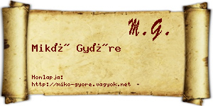 Mikó Györe névjegykártya